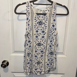 Old Navy Blue and White Floral Tank Top